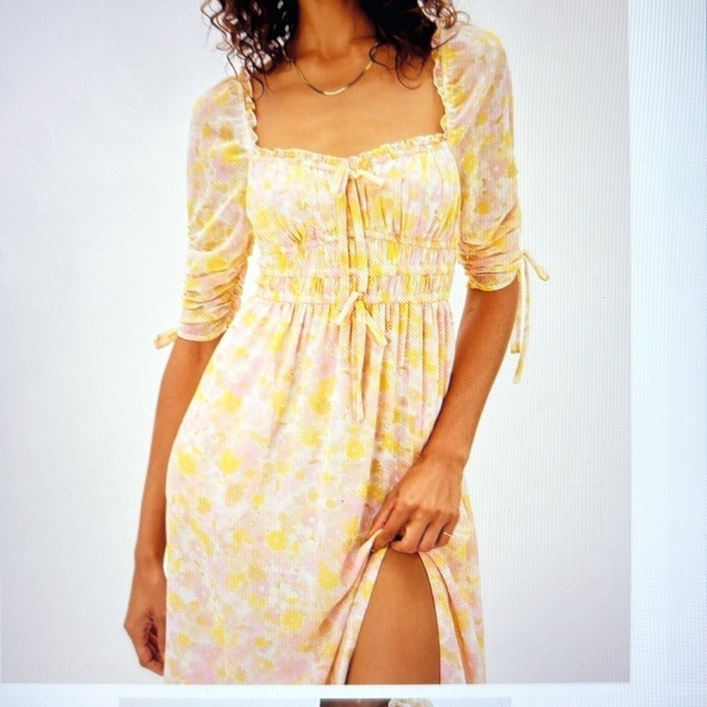 For Love And Lemons Eden Floral Pastel Midi Dress M